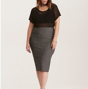 Torrid ribbed glitter knit pencil skirt
